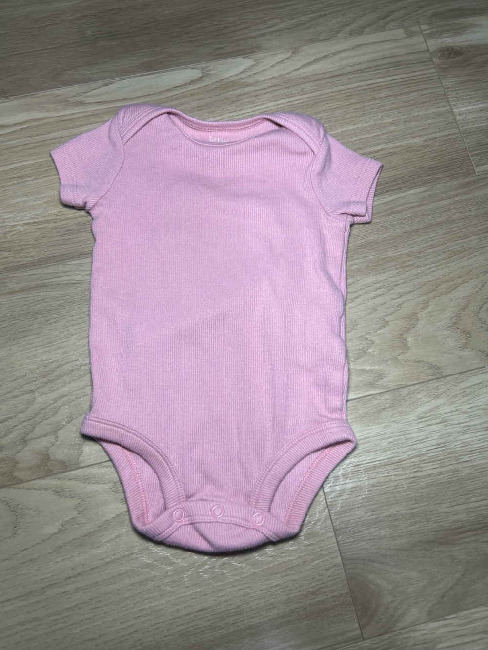 Soft Pink Rib-Knit Short-Sleeve Baby One-Piece Bodysuit